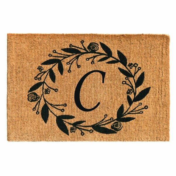 Configuracion 24 x 36 x 1.5 in. Black Rose Rectangular Doormat Natural - Letter C CO2830952